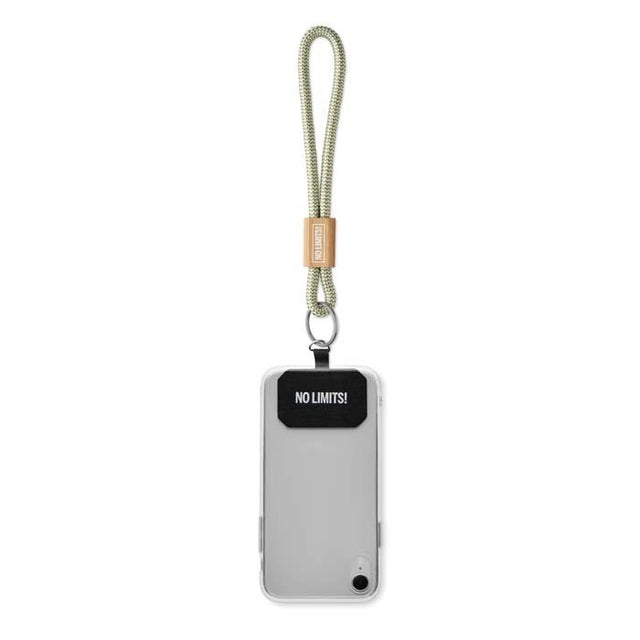 ML1072 - Single cord key tag & phone holder with printed or engraved bamboo buckle. From 100 pcs