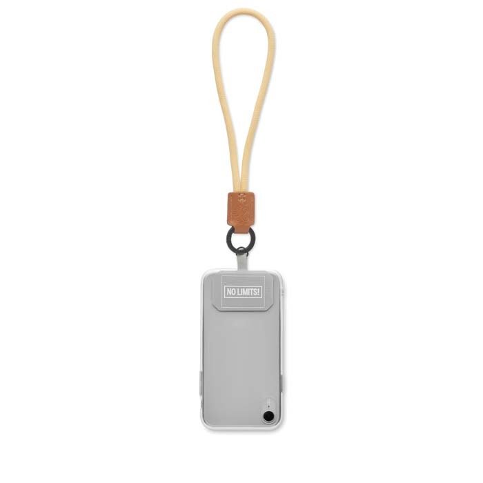 ML1082 - Cord key tag & phone holder with PU logo patch.