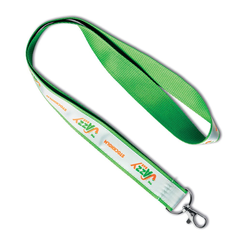 ML1131 - Polyester lanyard with silkscreen printed satin overlay