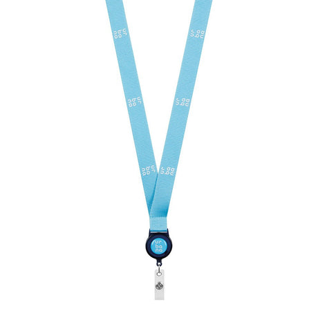 ML1161 - Polyester screen printed lanyard with round badge reel.