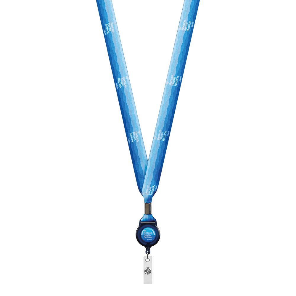ML1165 - Polyester sublimation badge reel lanyard with metal crimp.