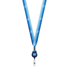 ML1165 - Polyester sublimation badge reel lanyard with metal crimp.