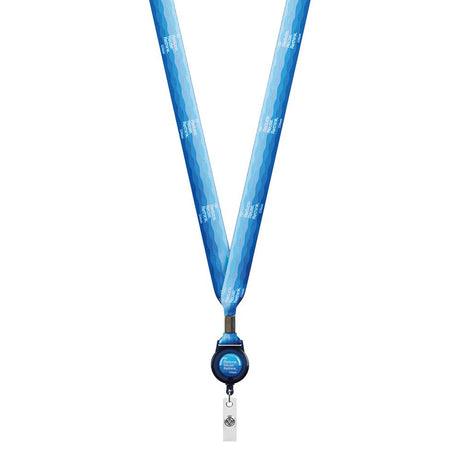 ML1165 - Polyester sublimation badge reel lanyard with metal crimp.