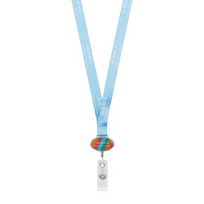 ML1168 - Polyester sublimation lanyard with oval logo badge reel.