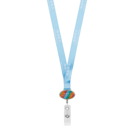 ML1168 - Polyester sublimation lanyard with oval logo badge reel.