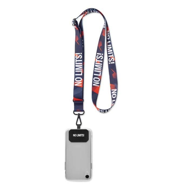 ML1383 - Sublimated adjustable rPET crossbody phone holder.