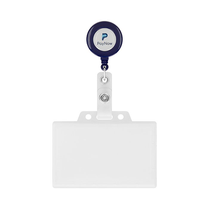 MLBR01 - Retractable badge reel in round shape with ⌀2cm logo.