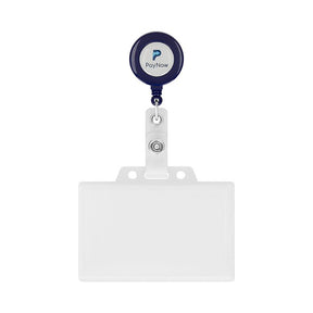 MLBR01 - Retractable badge reel in round shape with ⌀2cm logo.