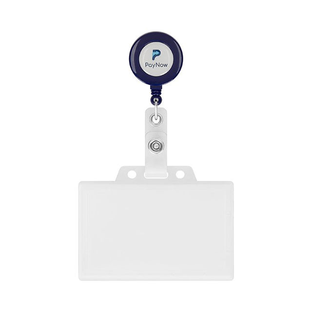 MLBR01 - Retractable badge reel in round shape with ⌀2cm logo.