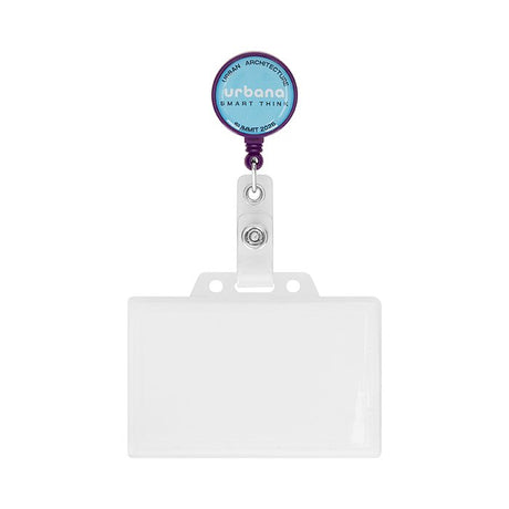 MLBR02 - Retractable badge reel in round shape with ⌀2.8cm logo logo.