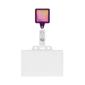 MLBR04 - Retractable badge reel in square shape with 2.5cm2 logo.