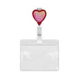 MLBR05 - Retractable badge reel in heart shape with logo.