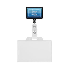 MLBR07 - Retractable badge reel in rectangle shape with logo.