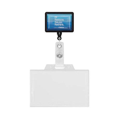 MLBR07 - Retractable badge reel in rectangle shape with logo.