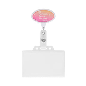 MLBR08 - Retractable badge reel in oval shape with logo.