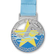 MM1006 - Custom shape zinc alloy medals with loop stitched polyester or rPET 80cm ribbons, printed full colour on both sides