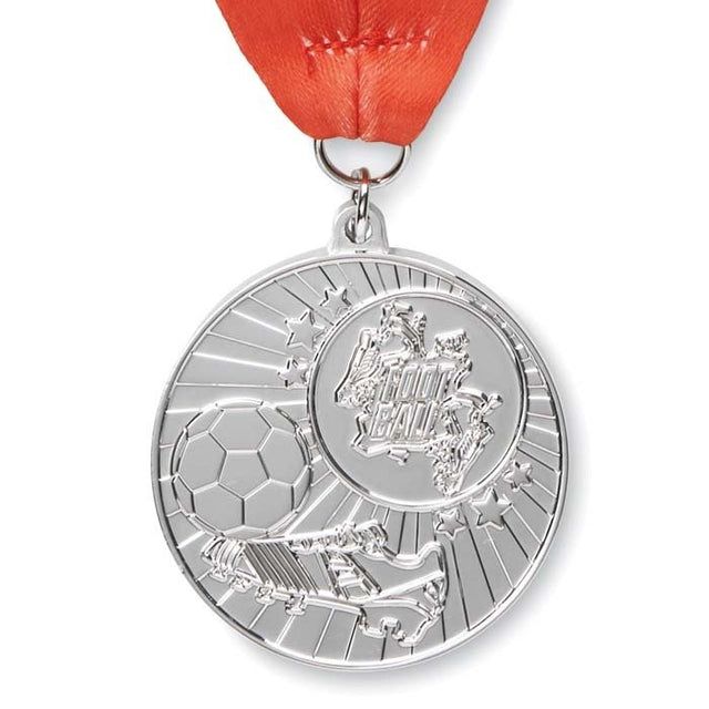 MM1011 - Custom shape zinc alloy medals with V stitched polyester or rPET 80cm ribbons, printed full colour on both sides