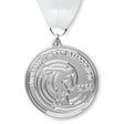 MM1015 - Custom shape iron medals with V stitched polyester or rPET 80cm ribbons, printed full colour on both sides