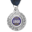 MM1024 - Standard shape 50mm iron medals with V stitched polyester 80cm ribbons in the colour(s) of your choice