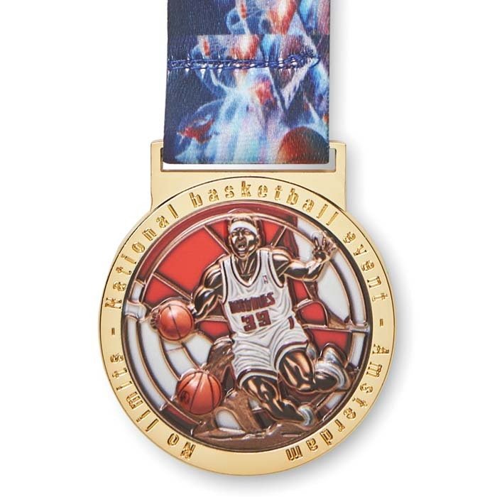 MM1032 - UV printed zinc alloy medal MM1032. Custom shape zinc alloy relief medals with vibrant full colour UV printing. From 100pcs