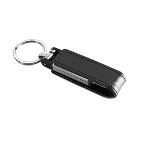 MO1091 - Metal 2.0 or 3.0 USB flash drive with leather closure. 1 to 64GB.