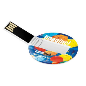 MO1092 - Round shape, flat 2.0 or 3.0 USB flash drive. 1 to 64GB.