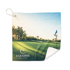 MPGT02 - Full colour polycotton Golf towels. From 100 pcs