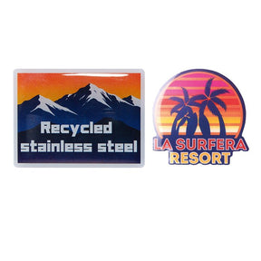 MPIN84 - Custom shape recycled stainless steel lapel pin with full colour doming