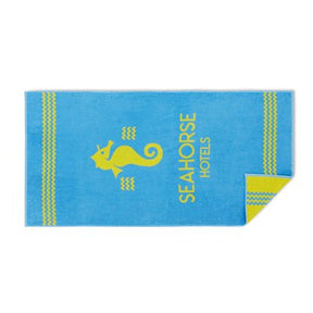 MT4006 - 2 colour woven beach towel (100% cotton) in 350gsm. Turkey production. From 250pcs