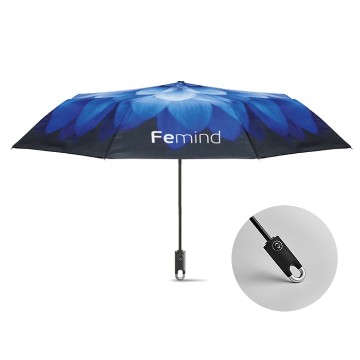 MU2005 - 21" 3 fold umbrella with a clip handle and auto opening & closure
