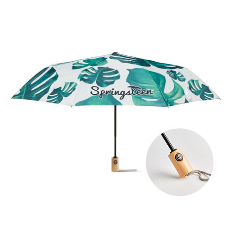 MU2006 - 21" 3 fold umbrella with wooden handle and auto opening & closure