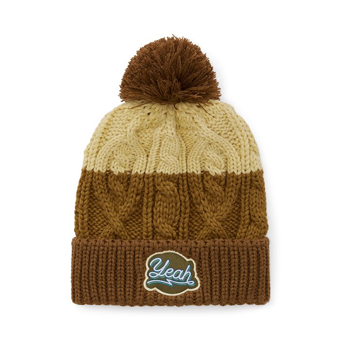 MW1021 - Braided cable beanie with ribbed cuff and pom pom.