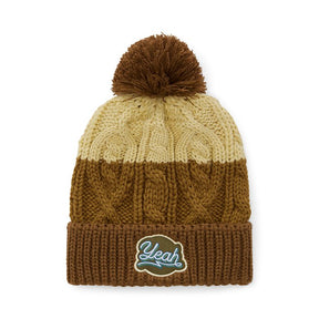 MW1021 - Braided cable beanie with ribbed cuff and pom pom.