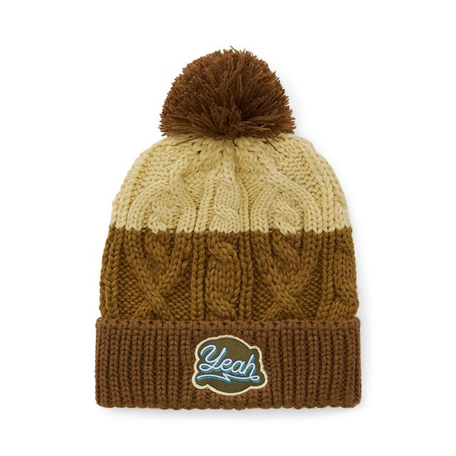 MW1021 - Braided cable beanie with ribbed cuff and pom pom.