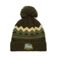 MW1025 - Acrylic custom pattern beanie in 2*1 rib knit cuff and with pom pom.