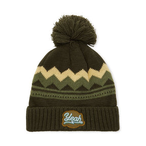 MW1025 - Acrylic custom pattern beanie in 2*1 rib knit cuff and with pom pom.