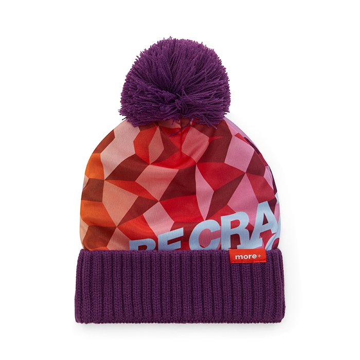 MW1032 - Full colour polyester beanie with acrylic inside, pom pom and ribbed 2*1 cuff.