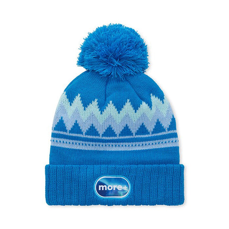 MW1116 - RPET custom pattern jacquard beanie in3*1 rib knit cuff and with pompon.
