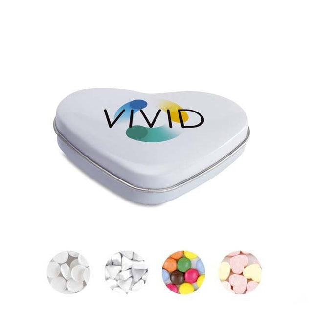 YC7234 - Heart shape tin container with Mints or Sweets. From 100 pcs