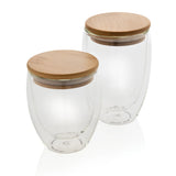 Double Wall Borosilicate Glass With Bamboo Lid 2Pc Set