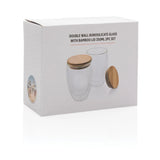 Double Wall Borosilicate Glass With Bamboo Lid 2Pc Set