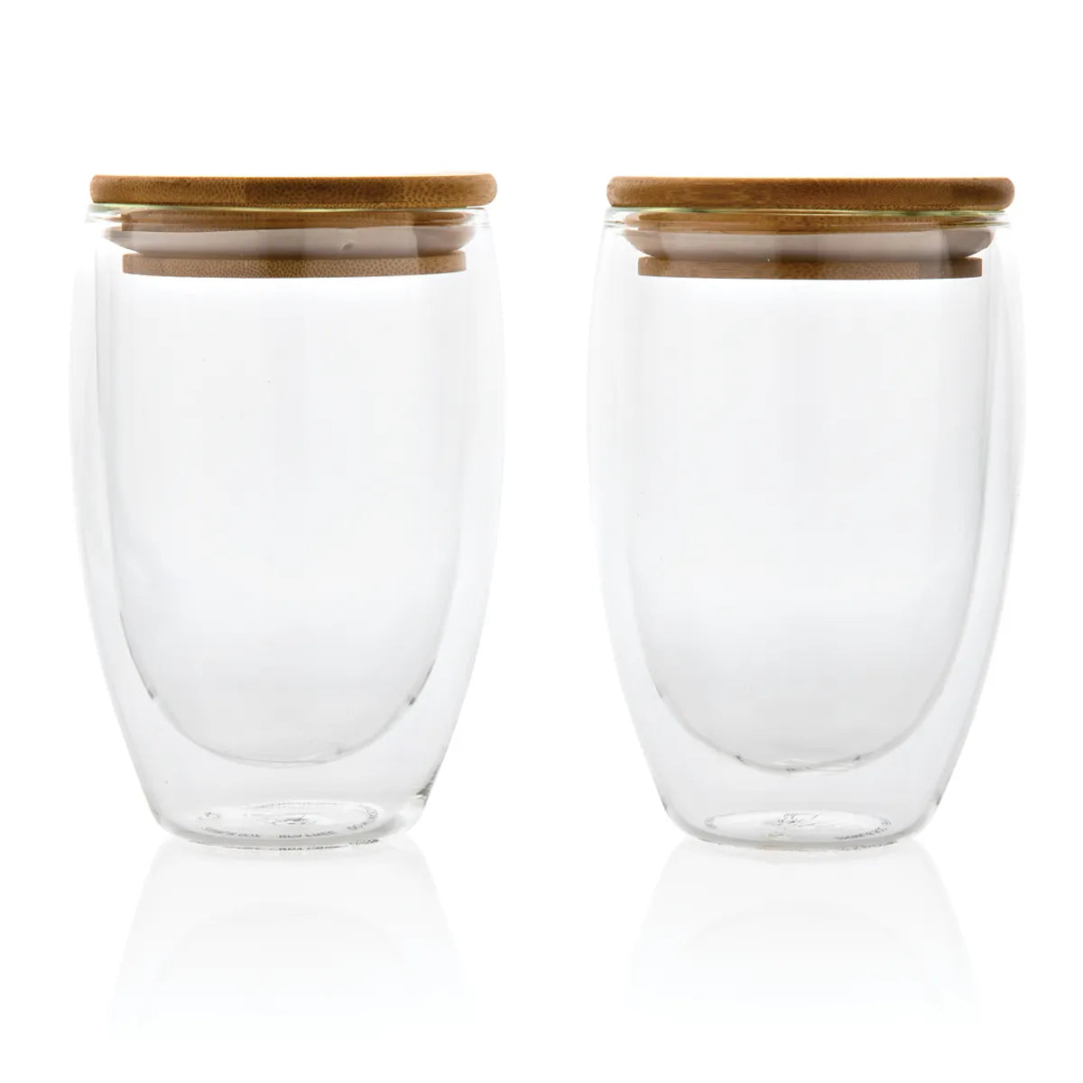 Double Wall Borosilicate Glass With Bamboo Lid 2Pc Set