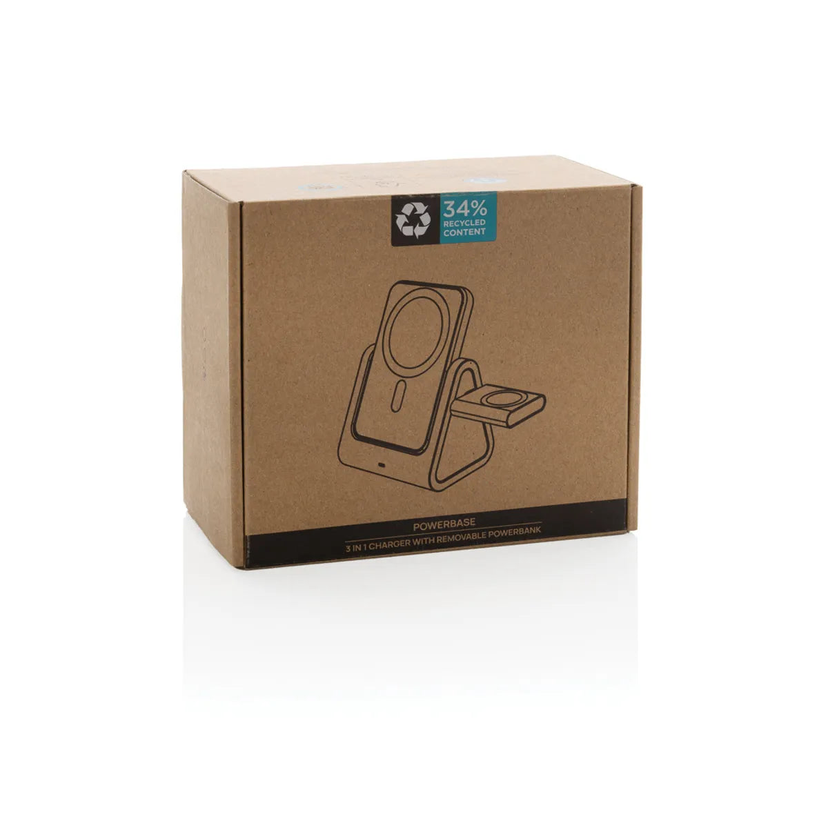 Powerbase Rcs pārstrādāta plastmasa 3-in-1 lādētājs ar Powerbank