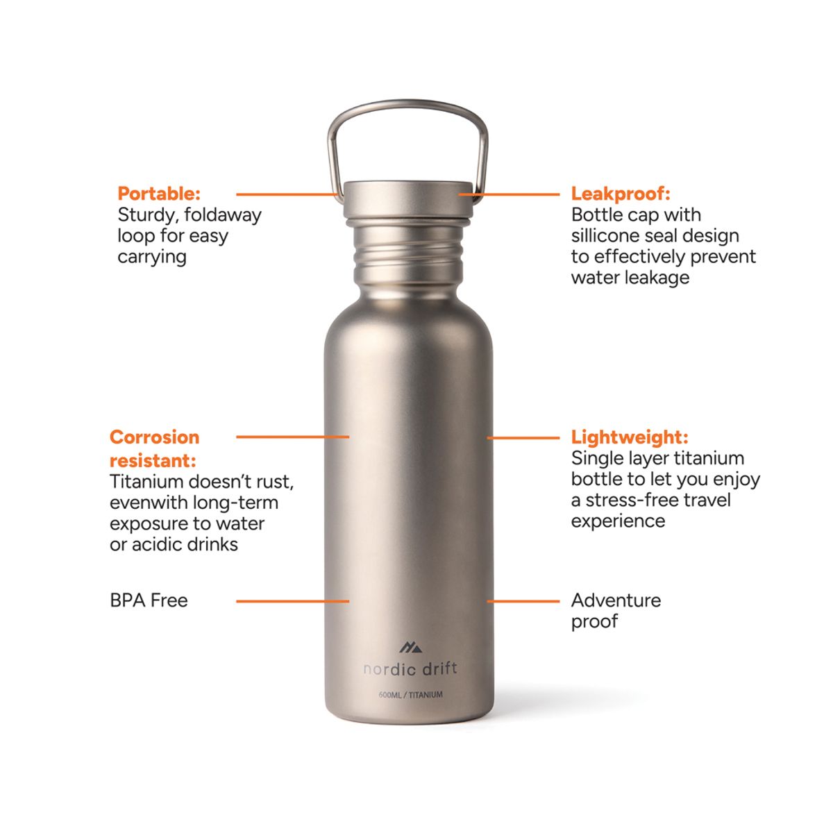 Nordic Drift Trail Ultra Light Titanium Water Bottle