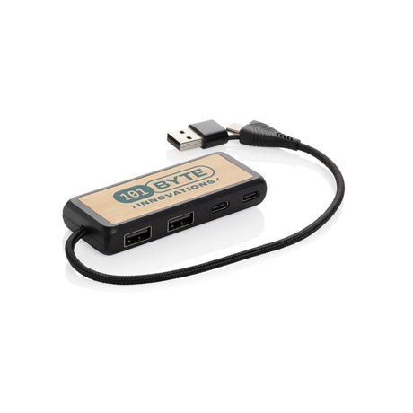 Link Rcs Recycled Plastic And Bamboo Dual Input Usb Hub