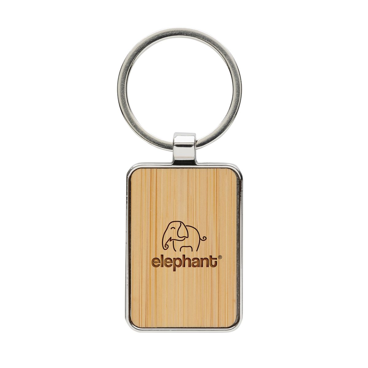 Rcs Recycled Zinc Alloy Rectangle Keychain With Bamboo