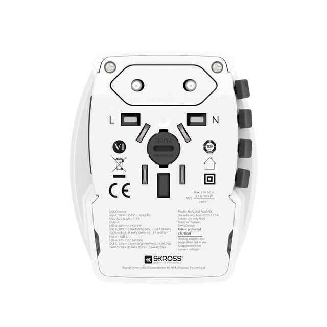 Skross World Travel Adapter Muv 65W Pd With Usb C Cable