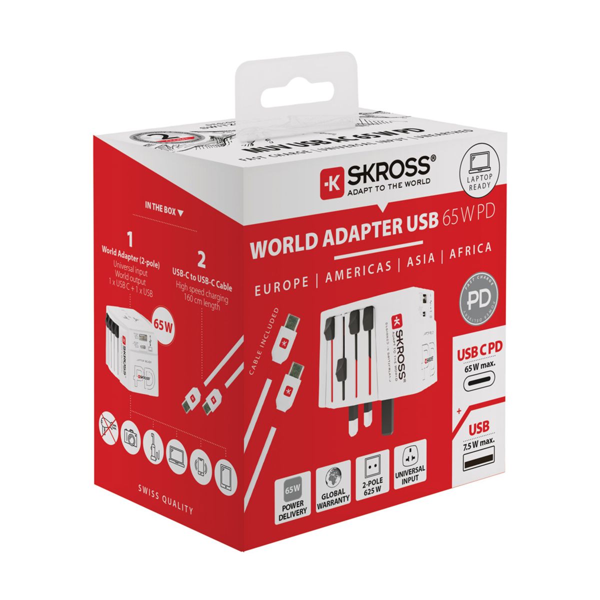 Skross World Travel Adapter Muv 65W Pd With Usb C Cable