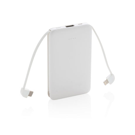 5.000 Mah Pocket Powerbank With Integrated Cables