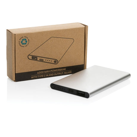 Rcs Recycled Plastic/Aluminium 4000Mah Powerbank With Type C